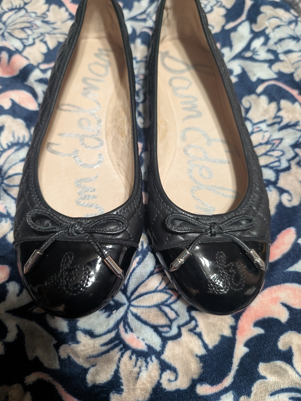 Sam Edelman Black Quilted Cap-Toe Ballet Flats Size 6.5